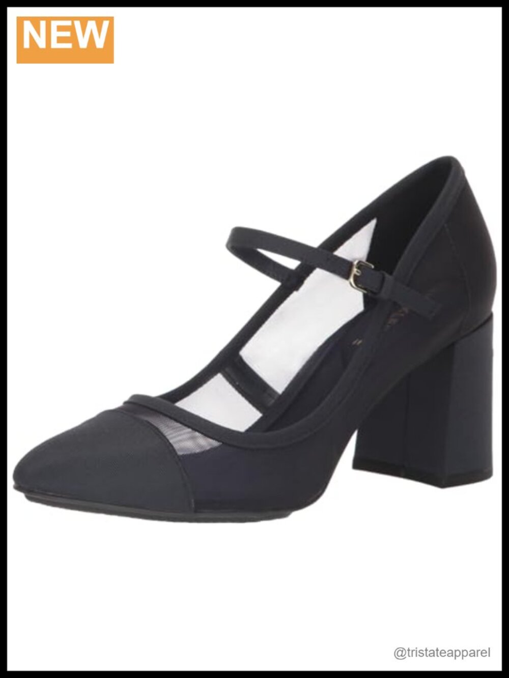 Anne Klein Bleeker Mesh Pump Block Heel Adjustable Ankle Strap